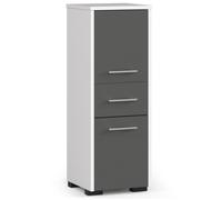 Colonne salle de bains AKORD FIN Blanche 30 cm 2 portes 1 tiroir façade Gris Graphite 3 étagères 30x30x85 cm