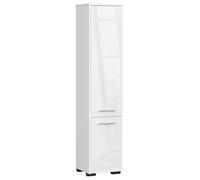 Colonne salle de bains AKORD FIN Blanche 30 cm 2 portes façade Blanche Brillante 5 étagères 30x30x140 cm