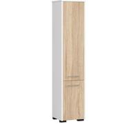 Colonne de salle de bain AKORD FIN blanche 30cm (2 portes) Chêne Sonoma mat - 5 étagères