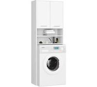 Colonne salle de bains akord fin blanche 64 cm 2 portes façade blanche 4 étagères 64x30x180 cm Blanc G