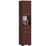 Colonne salle de bains AKORD FIN Wengé 30 cm 2 portes 1 tiroir façade Wengé 5 étagères 30x30x140 cm Wengé G