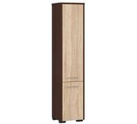 Colonne salle de bains akord fin wengé 30 cm 2 portes façade chêne sonoma 5 étagères 30x30x140 cm Bois G