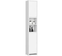 Colonne salle de bains akord uni blanche 32 cm 2 portes façade blanche 4 étagères 32x28x180 cm Blanc G