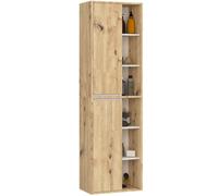 Colonne salle de bains VAMI suspendu Chêne Artisan et Cachmire 50 cm 2 portes 10 étagères 50x30x170 cm