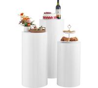 Colonnes décoratives Présentoir à fleurs - Set de socles cylindriques 3 pièces - Hauteurs 60/75/90 cm - Capacité de charge 15 kg - Podiums ronds - Avec couvercle en PVC - Blanc