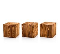 Colonnes Décoratives Rustiques En Bois, Support Pour Plantes, Décoration Intemporelle, Stable Et Durable, Noyer, 20x20x20 Cm Lot De 3