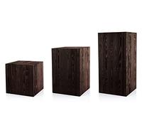 Colonnes En Bois Pour Plantes Ou Photophores, Bloc Décoratif En Tronc D’Arbre, Fait Main, Stable Et Durable, Noir, 40x40, 60x40, 80x40 Cm, Lot De 3