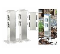 Royal Gardineer 2 colonnes multiprises d'extérieur 4 prises avec boîtier en acier inoxydable