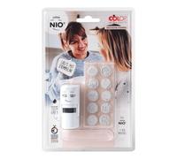 COLOP Little NIO Lot de tampons textes allemands comprenant un tampon Printer R17 avec encreur gris et 10 motifs différents sur le thème des tampons texte allemands, blanc