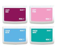 COLOP MAKE 1 Set de tampons encreurs "pastel colours", 4 pièces de 50 x 90 mm chacune, tampons encreurs pour tampons manuels traditionnels et tampons créatifs
