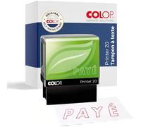 COLOP Printer 20 Green Line, tampon avec texte "Payé" Encré Rouge | Tampon auto-encreur durable avec texte "PAYÉ". Encre rouge intégrée, idéal pour les fournitures de bureau.