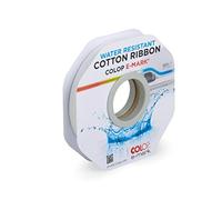 COLOP Ruban en coton pour e-mark | 1 pièce | 15 mm x 25 m | imperméable/hydrofuge | ruban blanc personnalisable | Idéal pour les activités de plein air, le bricolage et les fleuristes