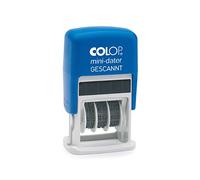 COLOP S160L Mini tampon date, texte scanné, date allemande, couleur d'impression bleu/rouge