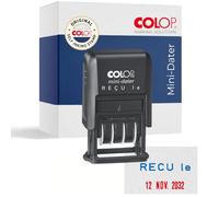 COLOP Tampon dateur REÇU le | S160/L1 | Bleu/Rouge | Tampon auto-encreur bicolore. Date en français (12 ans) avec texte "REÇU le". Idéal pour le bureau et l'administration.