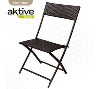 Color Baby aktive - Ensemble table carrée pliable (60x72 cm) et 2 chaises en rotin (44x83,5 cm) pour enfant, acier et rotin