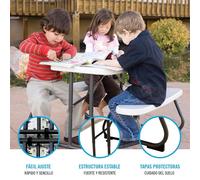 Color Baby Table de pique-nique enfant pliable en plastique et acier, couleur crème, dimensions 82.5 x 90 x 53.5 cm, à partir de 3 ans