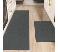 COLOR&GEOMETRY 2 pièces Tapis Cuisine Antidérapant Lavable 43x76+43x150cm | Tapis Cuisine Devant Evier, Tapis de Passage absorbant, 4mm Mince Tissé Caoutchouc Soutenu Tapis Couloir， Gris