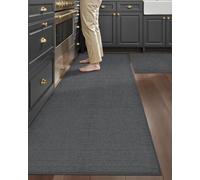 COLOR&GEOMETRY 2 pièces Tapis Cuisine Antidérapant Lavable 61x92+61x210cm | Tapis Cuisine Devant Evier, Tapis de Passage absorbant, 4mm Mince Tissé Caoutchouc Soutenu Tapis Couloir， Gris