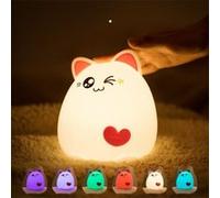 Coloré CAT LED Veilleuse Animal Lumière USB Rechargeable Doux Silicone Cartoon Touch Light Veilleuse pour Enfants