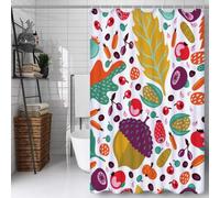 Coloré Rideau Douche 140x180cm Rideau de Douche Nourriture Shower Curtain - Impression Polyester Tissu - avec 12 Crochets - Tissu Lavable en Machine - Imperméable - pour Salle de Bain - Hôtel D#666