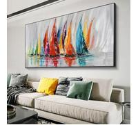 Coloré Voilier Peinture Artwork Grande Taille Toile Art Affiches et Gravures Moderne Mur Art Pour Salon Décor 70x140cm Sans Cadre