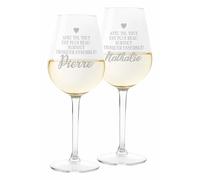 Colorfamily Paire de Verres à Vin Personnalisés Saint-Valentin - Set de 2 Verres avec Avec Toi, Tout Est Plus Beau - Mariage, Fiançailles, Amour, Vœux - Verre en Verre de 500 ml