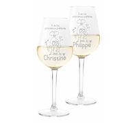 Colorfamily Paire de Verres à Vin Personnalisés Saint-Valentin - Set de 2 Verres avec Nom Tu Es Ma Coïncidence Préférée - Amoureux, Mariage, Fiançailles - Verre en Verre de 500 ml