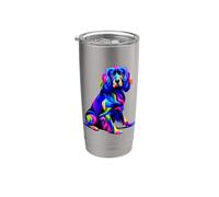 Colorful Pop Art Blue Picardy Spaniel Gobelet isotherme en acier inoxydable double paroi