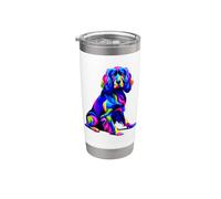 Colorful Pop Art Blue Picardy Spaniel Gobelet isotherme en acier inoxydable double paroi