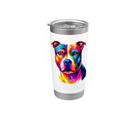 Colorful Pop Art Staffordshire Bull Terrier Gobelet isotherme en acier inoxydable double paroi