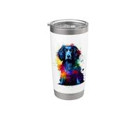 Colorful Splash Art Blue Picardy Spaniel Gobelet isotherme en acier inoxydable double paroi