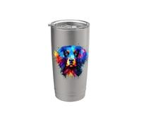 Colorful Splash Art Blue Picardy Spaniel Gobelet isotherme en acier inoxydable double paroi