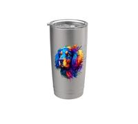 Colorful Splash Art Blue Picardy Spaniel Gobelet isotherme en acier inoxydable double paroi