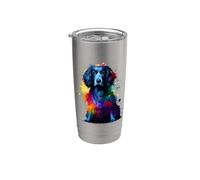 Colorful Splash Art Blue Picardy Spaniel Gobelet isotherme en acier inoxydable double paroi