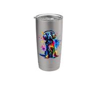 Colorful Splash Art Headphones Blue Picardy Spaniel Gobelet isotherme en acier inoxydable double paroi
