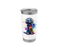Colorful Splash Art Headphones Blue Picardy Spaniel Gobelet isotherme en acier inoxydable double paroi