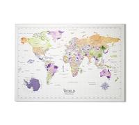 Colorfull Worlds Carte du monde sur toile - Carte du monde vintage avec épingles - Art décoratif pour la maison, le bureau ou l'étude - Prêt à accrocher (violet, 50,8 x 68,6 cm (l x L) (violet, 50,8 x
