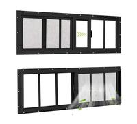 COLORPAPA Lot de 2 fenêtres pour abri de jardin, fenêtres coulissantes 25,4 cm x 73,7 cm, fenêtre transversale avec verre trempé pour abri de jardin, poulailler, cabane, maison, garage, granges (Noir)