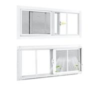 COLORPAPA Lot de 2 fenêtres pour abri de jardin, fenêtres coulissantes 25,4x58,4 cm, fenêtre de lucarne en verre trempé pour abri de jardin, poulailler, cabane, maison, garage, granges (Blanc)