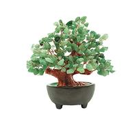 Colorsheng Arbre à Monnaie en Cristal de Quartz de 17,8 cm - Bonsaï Feng Shui - Décoration pour Richesse et Chance - Vert