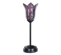 Coloured by Art Lampe de table Tiffany style slim noire avec Gentian Purple | lampe artisanale, verre violet, Abat-jour multicolore façon vitrail, vintage design, Stained glass style