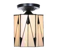 Coloured by Art - Plafonnier Tiffany style noir avec French Art Deco | lampe artisanale, verre noir, Abat-jour façon vitrail, vintage design, Stained glass style