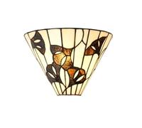 Coloured by Art - Tiffany style Applique Murale Ginkgo Leaf - Art Déco | lampe artisanale, verre marron, Abat-jour multicolore façon vitrail, vintage design, Stained glass style