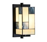 Coloured by Art - Tiffany style Applique Murale Mondriaan - Art Déco | lampe artisanale, verre grijsbleu ciel, Abat-jour multicolore façon vitrail, vintage design, Stained glass style