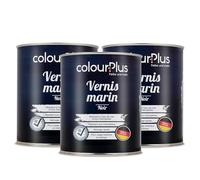 ColourPlus Vernis Marin 3 x 750 ml - Noir - Vernis bois extérieur brillant, résistant à l'eau et intempéries | Pour bateaux, fenêtres, meubles et jardin | Résistant aux UV
