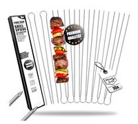 COM-FOUR® 10x Brochettes de Grill avec Poignée, Double Brochette BBQ de 31 | Brochettes de Shashlik avec Double Dents