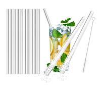com-four® 10x Glass Straw - Pailles en verre réutilisables avec brosse de nettoyage - Tubes à boire écologiques pour boissons et smoothies