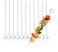 COM-FOUR® 12x Brochettes en acier inoxydable, brochettes à viande de 24 cm | brochettes pour barbecue