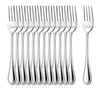 COM-FOUR® 12x fourchettes à gâteau en acier inoxydable 430 - couverts élégants au design simple - petites fourchettes à dessert - fourchettes à apéritif - 15 cm (15 cm - 12 pièces)