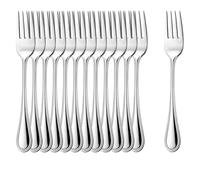 COM-FOUR® 12x fourchettes à gâteau en acier inoxydable 430 | couverts élégants au design simple - petites fourchettes à dessert - fourchettes à apéritif - 13,7 cm